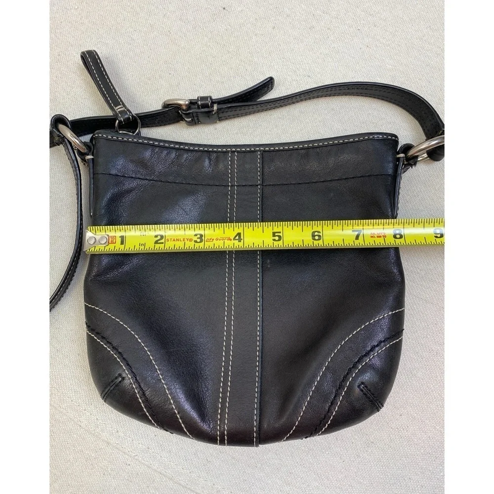 Vintage Y2K Coach Black Leather Crossbody Bag adjustable strap nickel hardware